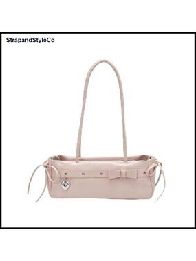 PU Leather Small Shoulder Bag Bow 3D Heart Metal Decor Mini Purse